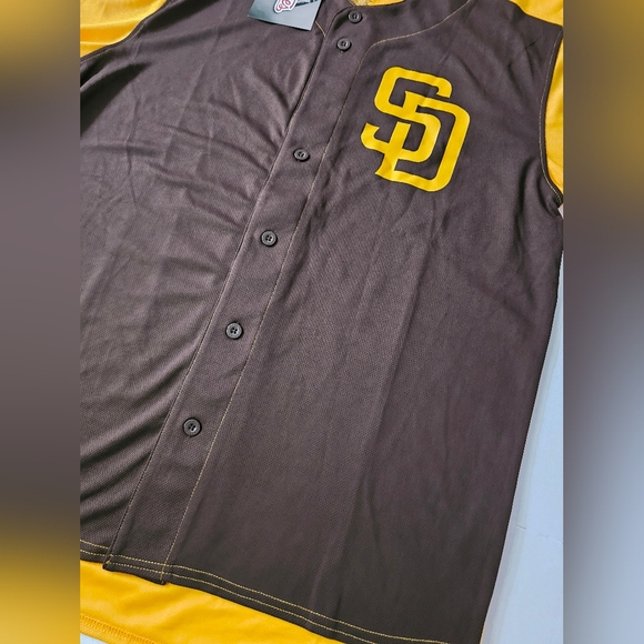 San Diego Padres Jersey Stitches Brown Gold MLB Baseball Men's Large & 2XL NWT - Picture 3 of 7